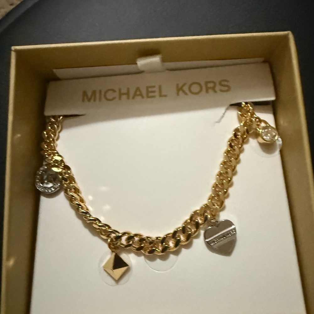 Michael Kors Gold Necklace with Silver Charms
